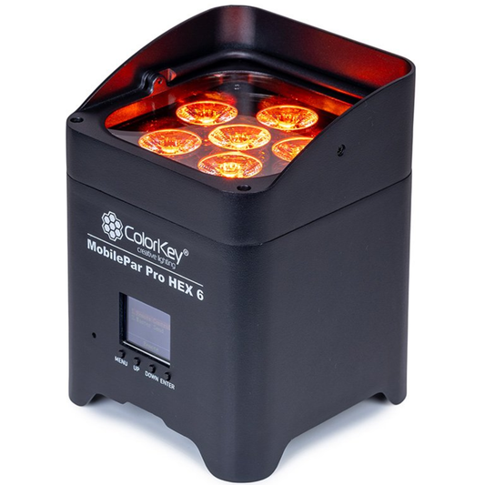 ColorKey MobilePar Pro Hex 6 | Wireless Battery Uplight | 6x12W RGBAW-UV LEDs with 20hr Runtime
