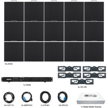 American DJ EVS3-5X3 | 15-Panel 3.9mm LED Video Wall System with VX400 Processor & Media Software