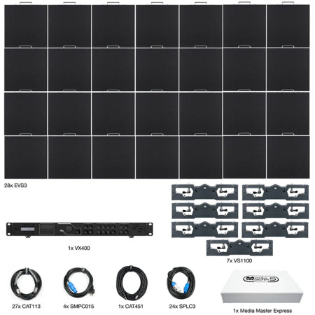 American DJ EVS3-7X4 | 28-Panel 3.9mm LED Video Wall System with VX400 Processor & Media Software