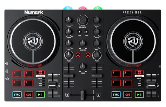 Numark Party Mix II | DJ Controller with Built-In Light Show | Serato & iOS Streaming Support
