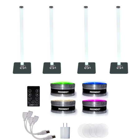 Prost Lighting MoonTube Set of 4 | RGBW Mini Pars w/ Tube Columns | 360 Degree Glow Kit w/ Remote