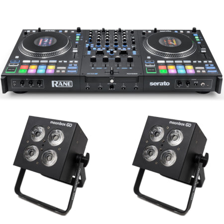 RANE Performer w/ MoonBox GO Set | Motorized DJ Controller + Wireless Hex Uplighting | Pro DJ Performance & Lighting Kit