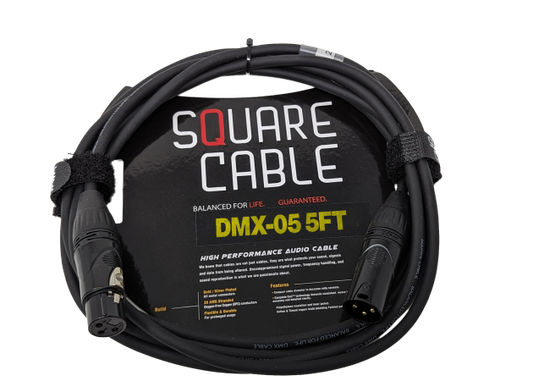 SquareCable DMX-05 | 5ft DMX Cable (3-Pin)
