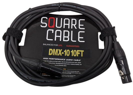 SquareCable DMX-10 | 10ft DMX Cable (3-Pin)