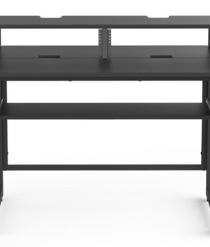 Wavebone Star Rover Studio Desk Black | Two-Tier Studio Workstation | 6U Rack Space for 49 to 61 Key Keyboards