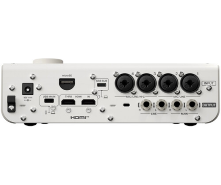 Yamaha URX44V W | 32-Bit USB-C Interface with HDMI I/O | 4 Mic Inputs + microSD Multitrack Recording