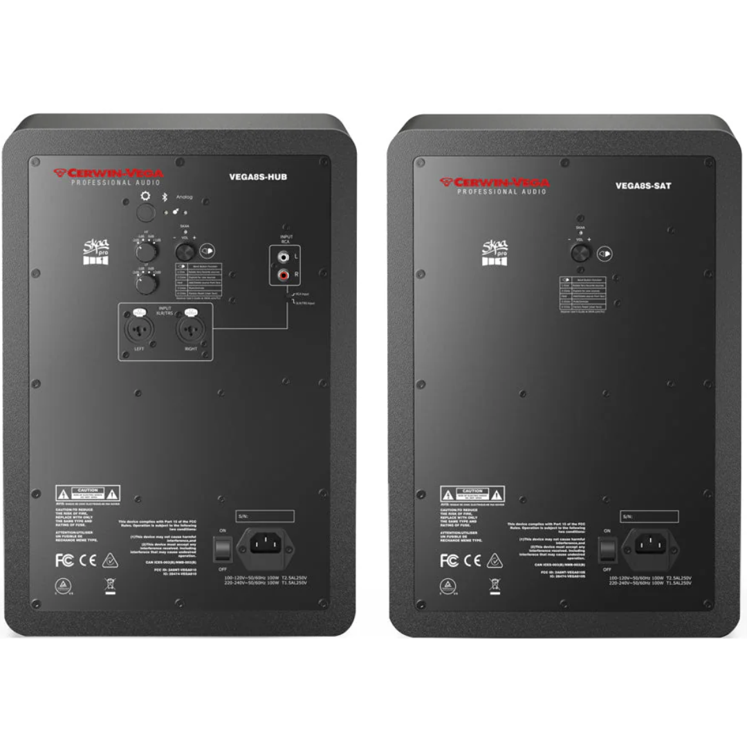 Cerwin Vega VEGA8SB-PR | 8in Studio Monitor Pair with DSP | Bluetooth, SKAA & SKAA Pro Wireless Audio