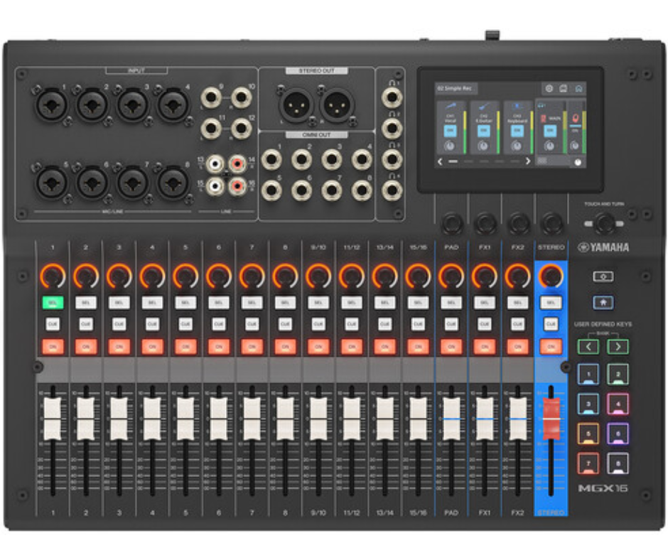 Yamaha MGX16 B | 22-Channel Digital Mixer with Touchscreen, Bluetooth & Dual USB Interface – Black