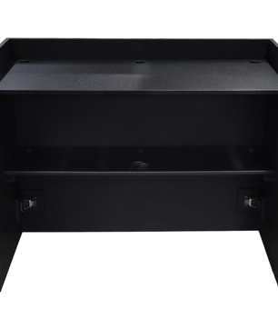 Odyssey PDJBOOTH483824BLACK | Folding DJ Booth Facade | 48in Portable Workstation with Shelves