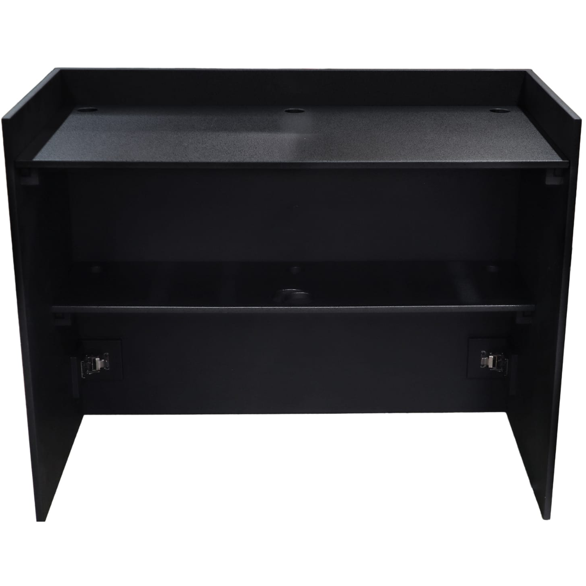 Odyssey PDJBOOTH483824BLACK | Folding DJ Booth Facade | 48in Portable Workstation with Shelves