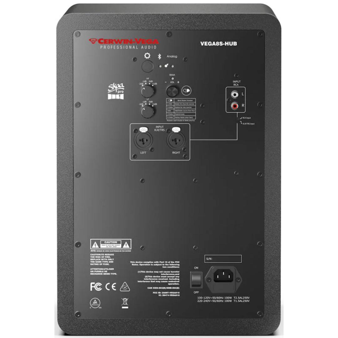 Cerwin Vega VEGA8SB-PR | 8in Studio Monitor Pair with DSP | Bluetooth, SKAA & SKAA Pro Wireless Audio