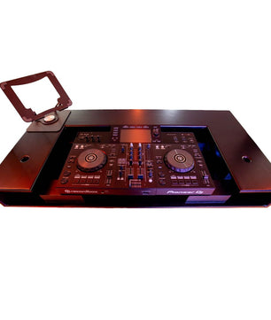 Timber Groove DJ Booth Podium (Black) | Foldable Wooden DJ Tower with Light Mounts | Includes Bag & Laptop Stand