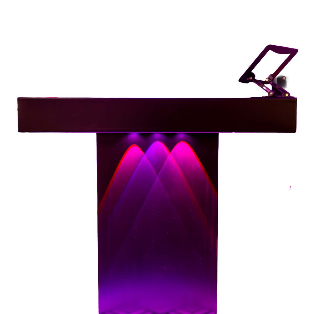 Timber Groove DJ Booth Podium (Black) | Foldable Wooden DJ Tower with Light Mounts | Includes Bag & Laptop Stand