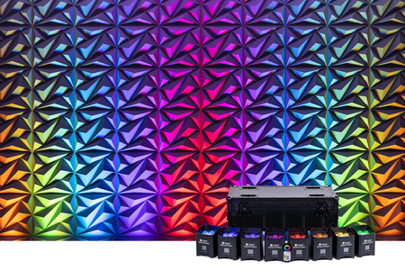 ColorKey MobilePar Pro HEX 6 8-Pack Bundle | 8 Wireless Battery Uplights with Charging Case | RGBAW UV Output with Built-In Wireless DMX