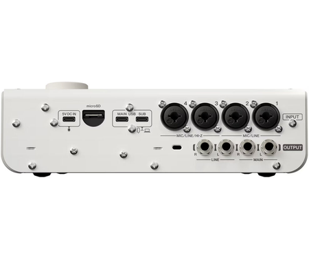 Yamaha URX44 W | 32-Bit Interface with DSP & Touchscreen | 4 Mic Inputs + microSD Recording