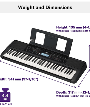 Yamaha PSR-E383 | 61-Key Portable Keyboard - 650 Voices | Touch Response & Lesson Tools