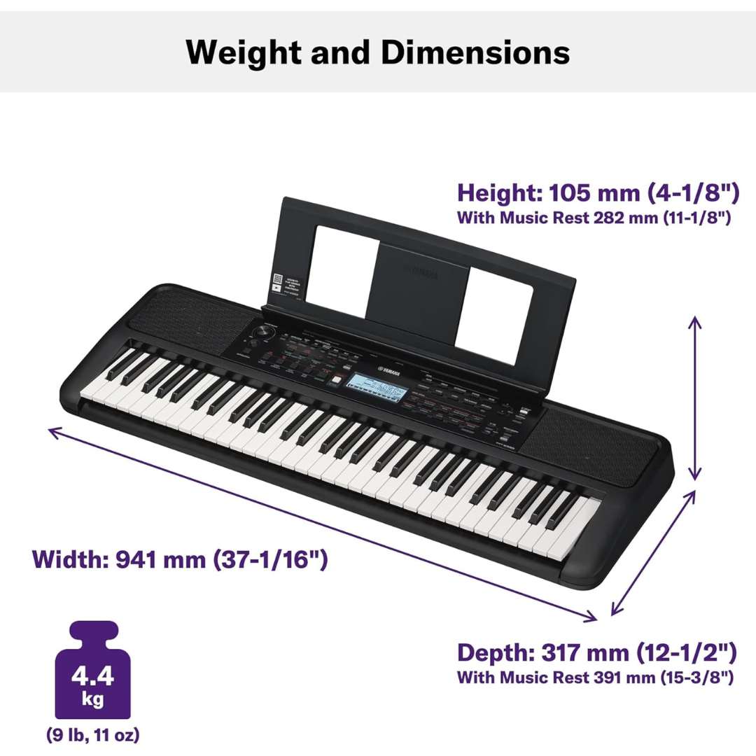 Yamaha PSR-E383 | 61-Key Portable Keyboard - 650 Voices | Touch Response & Lesson Tools