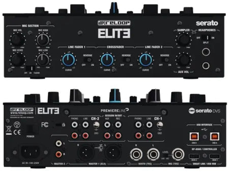 Reloop ELITE | DVS Mixer with Dual USB & OLED Displays | 24-Bit Audio Interface for Serato DJ Pro