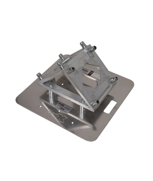 ProX XT-VERRAZANO24 | V-Shape DJ Truss Table with Dual Shelves | 24in Base Plate for Stability