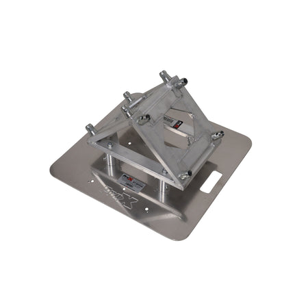 ProX XT-VERRAZANO24 | V-Shape DJ Truss Table with Dual Shelves | 24in Base Plate for Stability