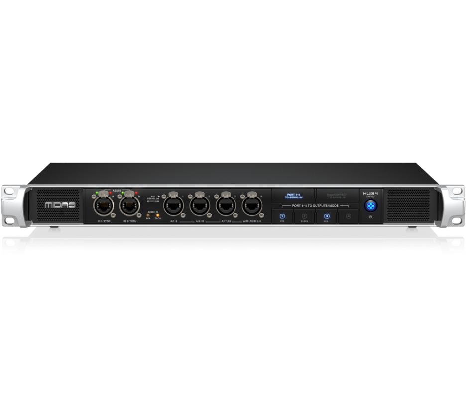 Midas MDS-HUB4 PRO | 96kHz Personal Monitor Hub | 16 Analog Outs + PoE for DP48