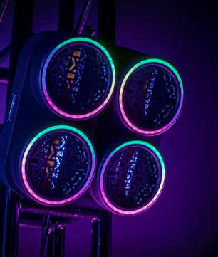 Blizzard Lighting Lux Quadra X4 | 4x50W WW Blinder with RGB Ring | Aura FX + DMX & TRUE1