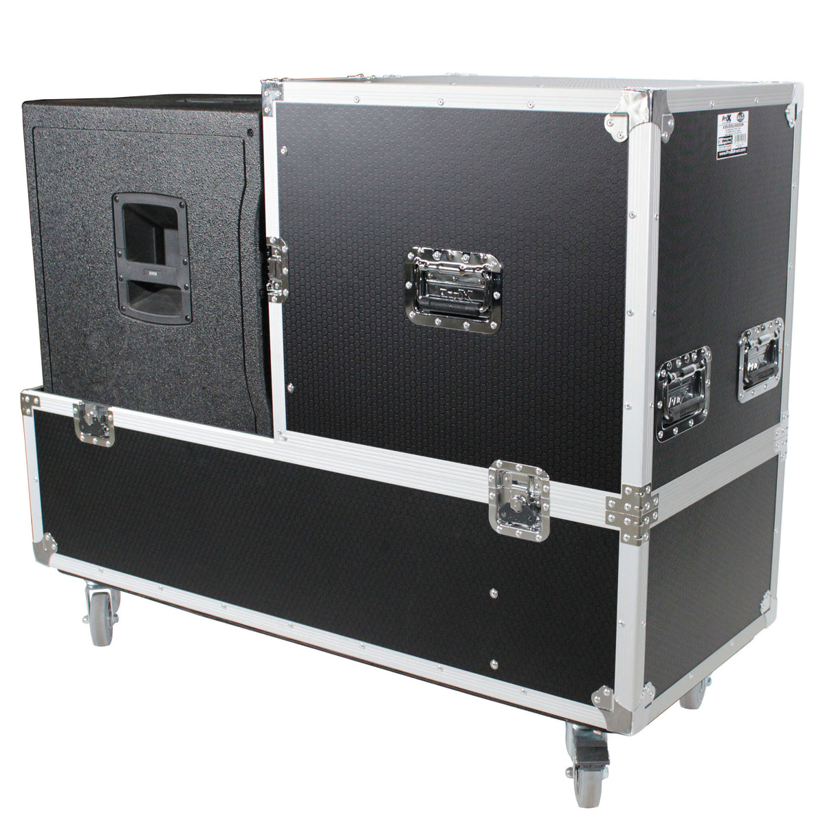 ProX XS-QSCKC12X2W | ATA Flight Case for 2x QSC KC12 | Holds Speakers and Subwoofers with Casters