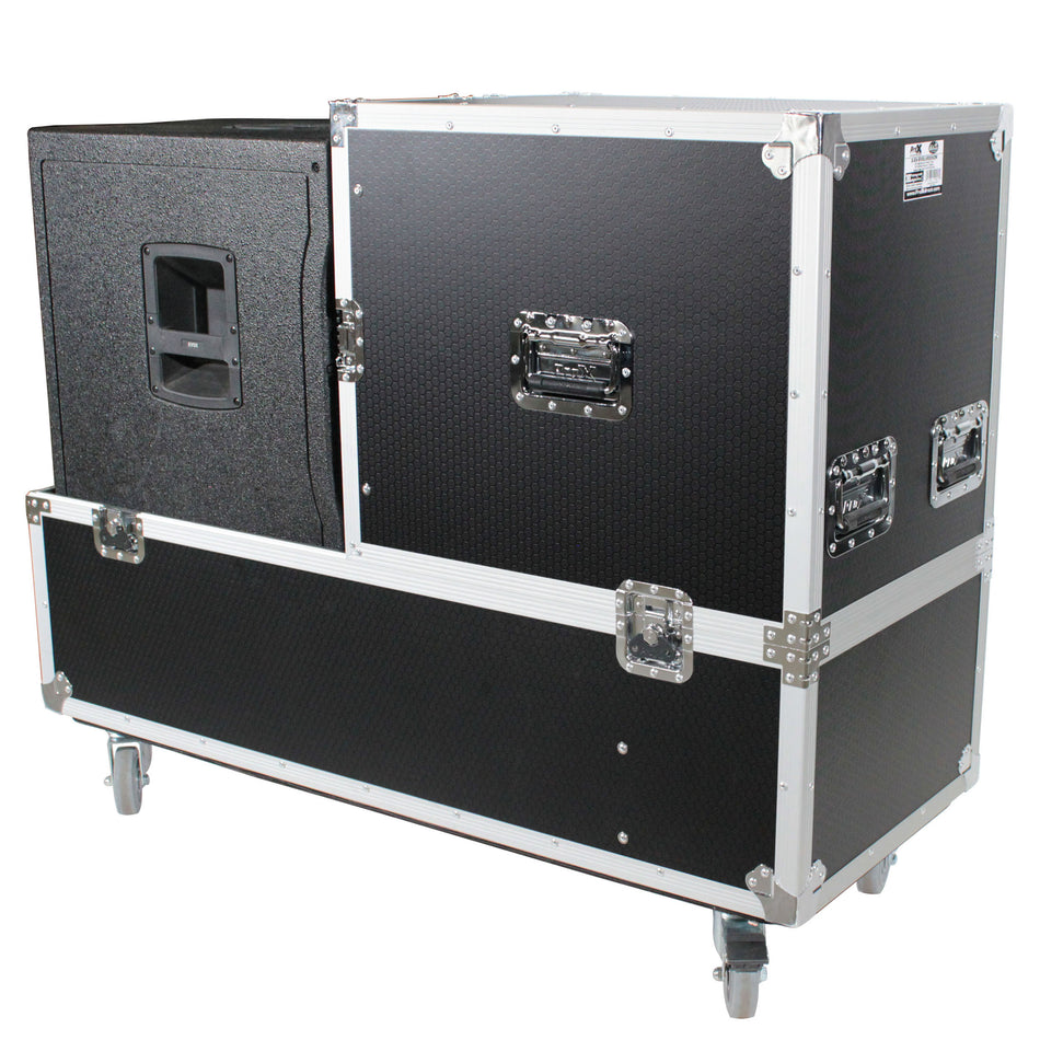 ProX XS-QSCKC12X2W | ATA Flight Case for 2x QSC KC12 | Holds Speakers and Subwoofers with Casters
