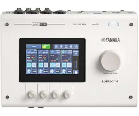 Yamaha URX44 W | 32-Bit Interface with DSP & Touchscreen | 4 Mic Inputs + microSD Recording
