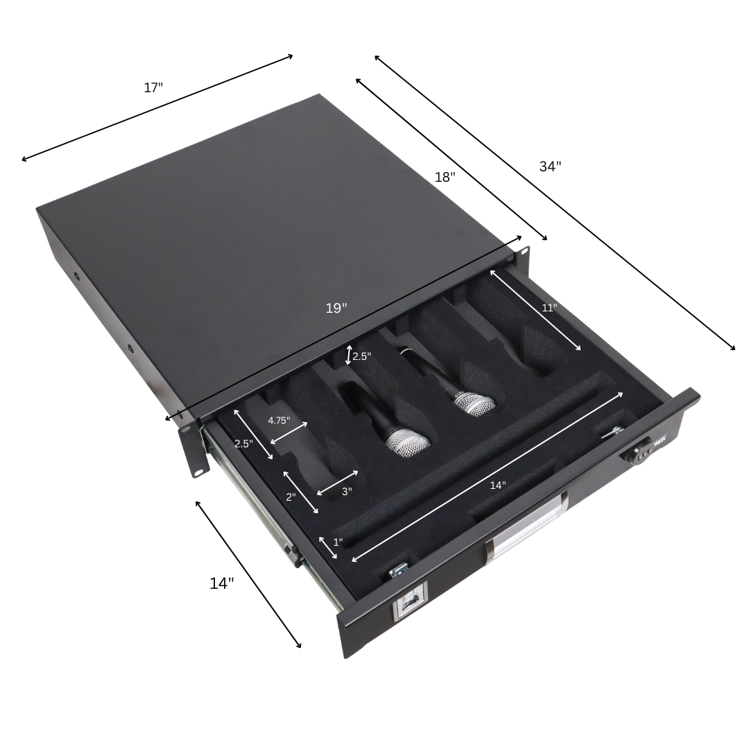 ProX T-2RD-18-WMF | 2U Rack Drawer with MIC Foam | Built-in Combo Lock & Steel Design