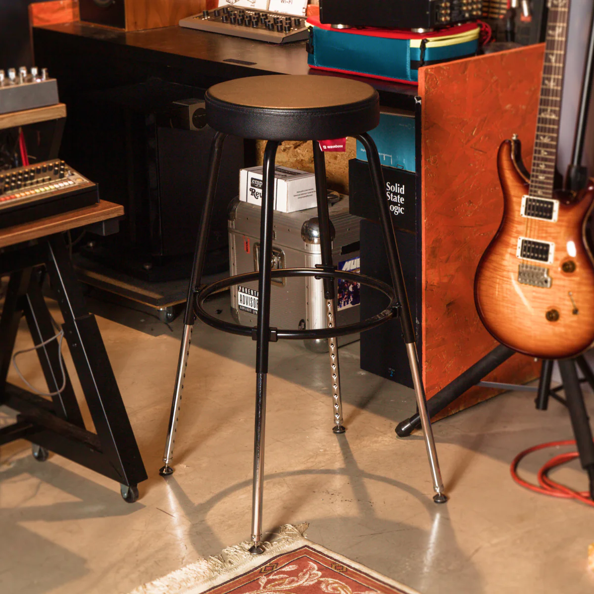Wavebone Comet Stage Stool | Height-Adjustable Guitar Stool | Thick Foam Seat & Footrest Ring
