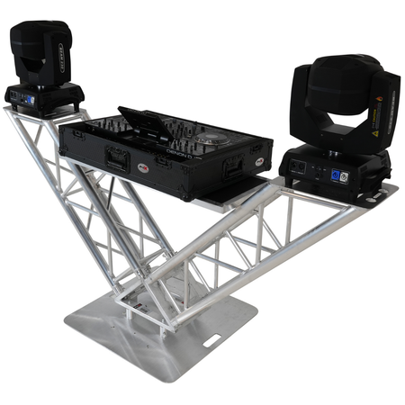 ProX XT-VERRAZANO30 | V-Shape Aluminum Truss DJ Table | Elevated Shelves with 30in Base Plate