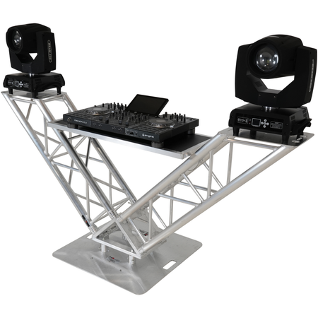 ProX XT-VERRAZANO30 | V-Shape Aluminum Truss DJ Table | Elevated Shelves with 30in Base Plate
