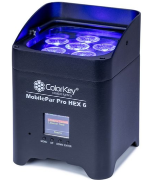 ColorKey MobilePar Pro HEX 6 8-Pack Bundle | 8 Wireless Battery Uplights with Charging Case | RGBAW UV Output with Built-In Wireless DMX