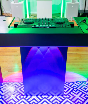 Timber Groove DJ Booth Podium (Black) | Foldable Wooden DJ Tower with Light Mounts | Includes Bag & Laptop Stand