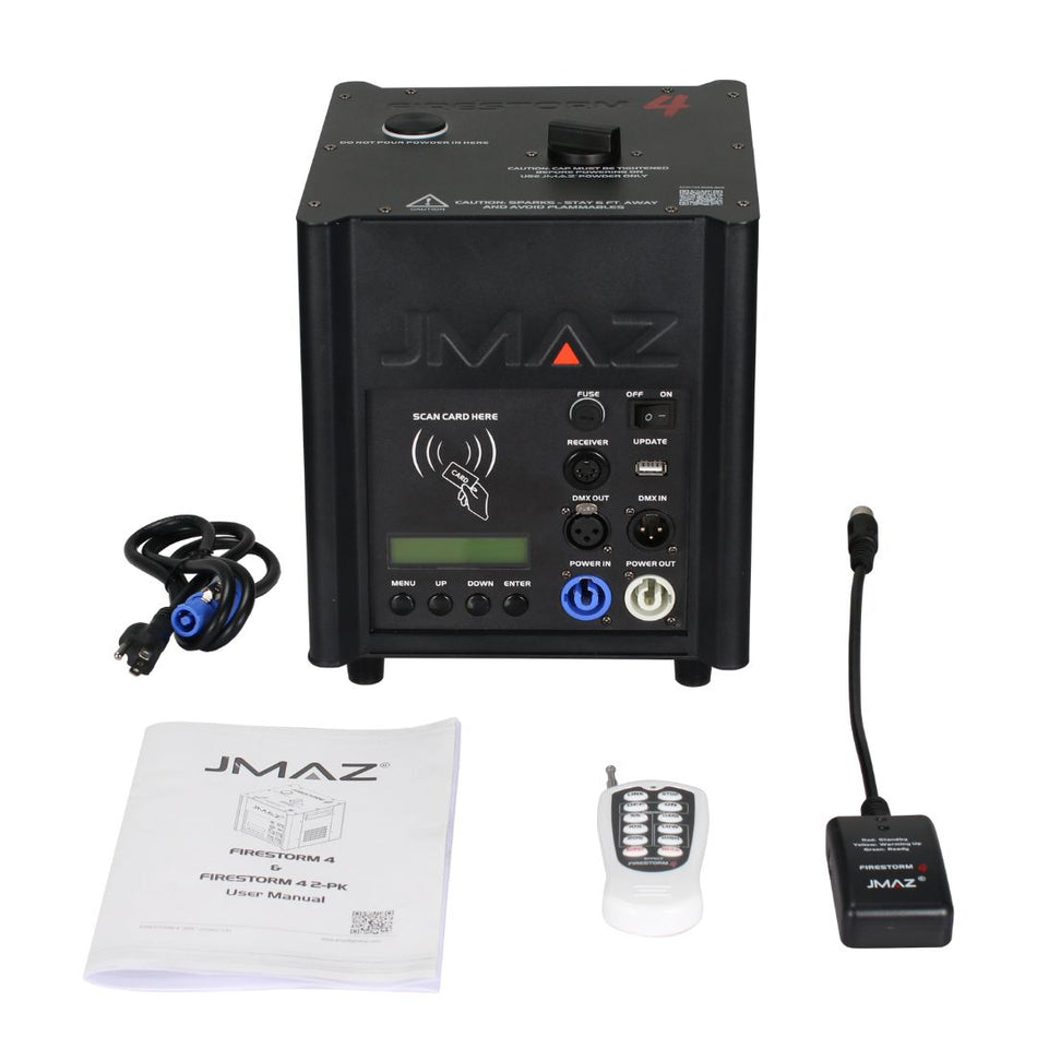 JMAZ Firestorm F4 | Cold Spark FX with 13ft Burst Height | DMX & RF Control with Safety Shutoff