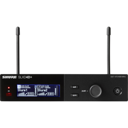 Shure SLXD4DPLUS--G57 | Dual-Channel Digital Receiver | 470-608 MHz Wideband RF