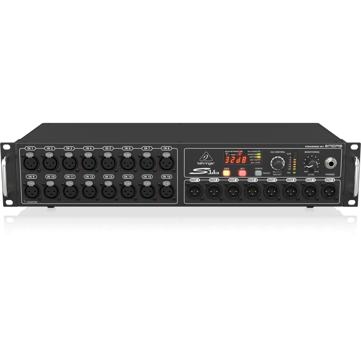 Behringer S16 | 16 Remote Midas Preamps | 8 XLR Outputs with AES50 Networking