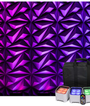 ColorKey MobilePar Mini Hex 4 MKII 4-Pack | Wireless Battery-Powered Uplights | RGBAW+UV Wash Lights with Carrying Case