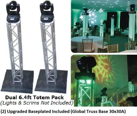 Global Truss 6.4ft Large Base Totem Kit | (2) F34 Truss with Oversized 30in Aluminum Base Plates