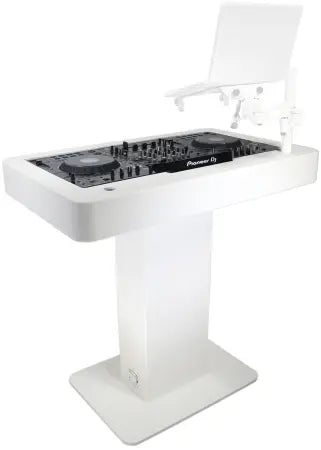 ProX XZF-DJCT W Case | White Control Tower DJ Booth w/ Laptop Stand & Flight Cases