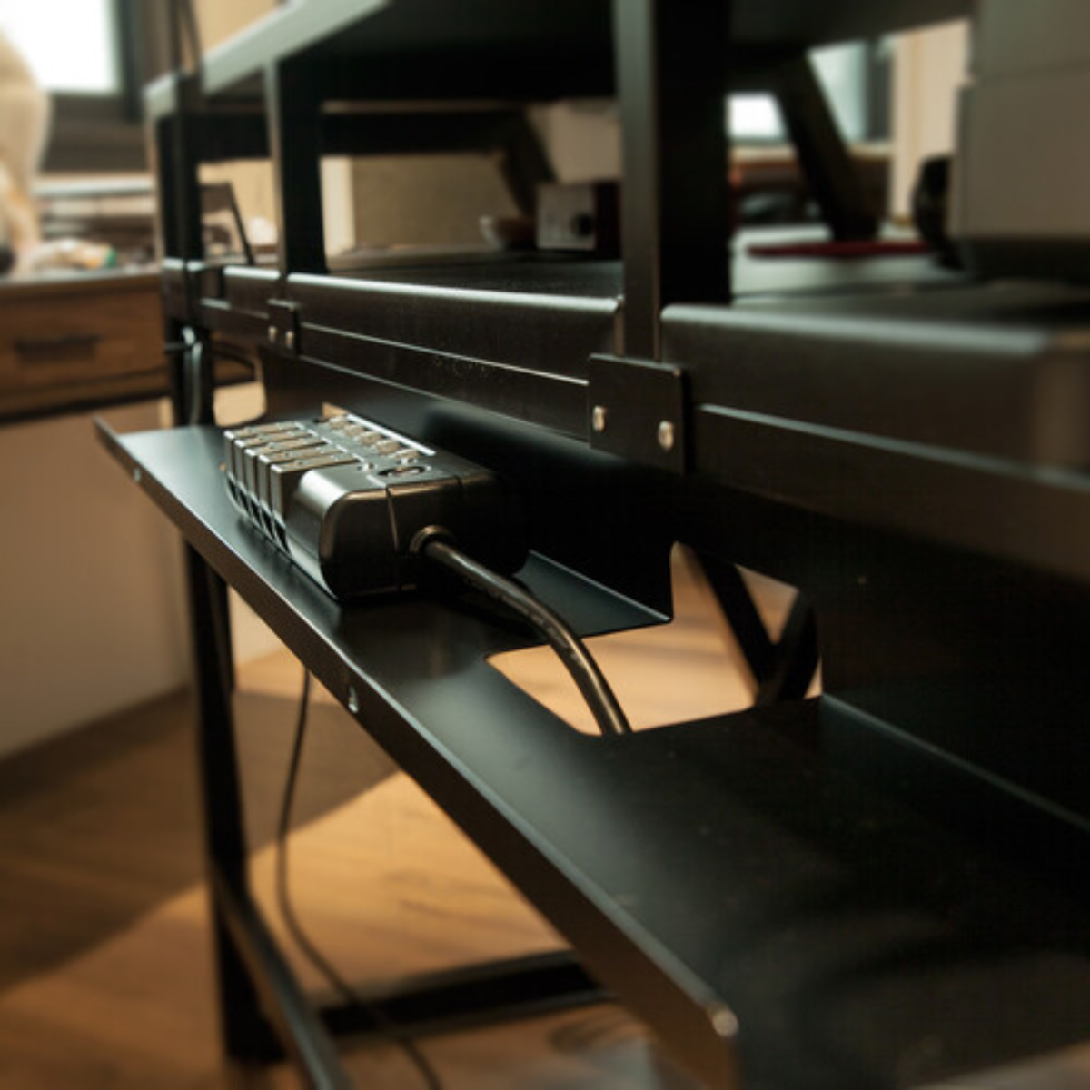 Wavebone Headquarter | Black 9U Studio Workstation Desk | 3 Tier Design with Z Shaped Keyboard Stand
