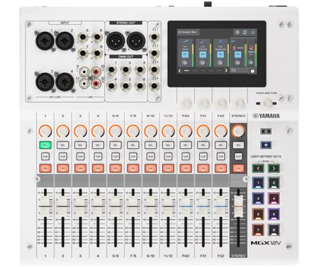 Yamaha MGX12V W | 18-Channel Digital Mixer with 4K HDMI Capture, USB Audio, Bluetooth & FX – White