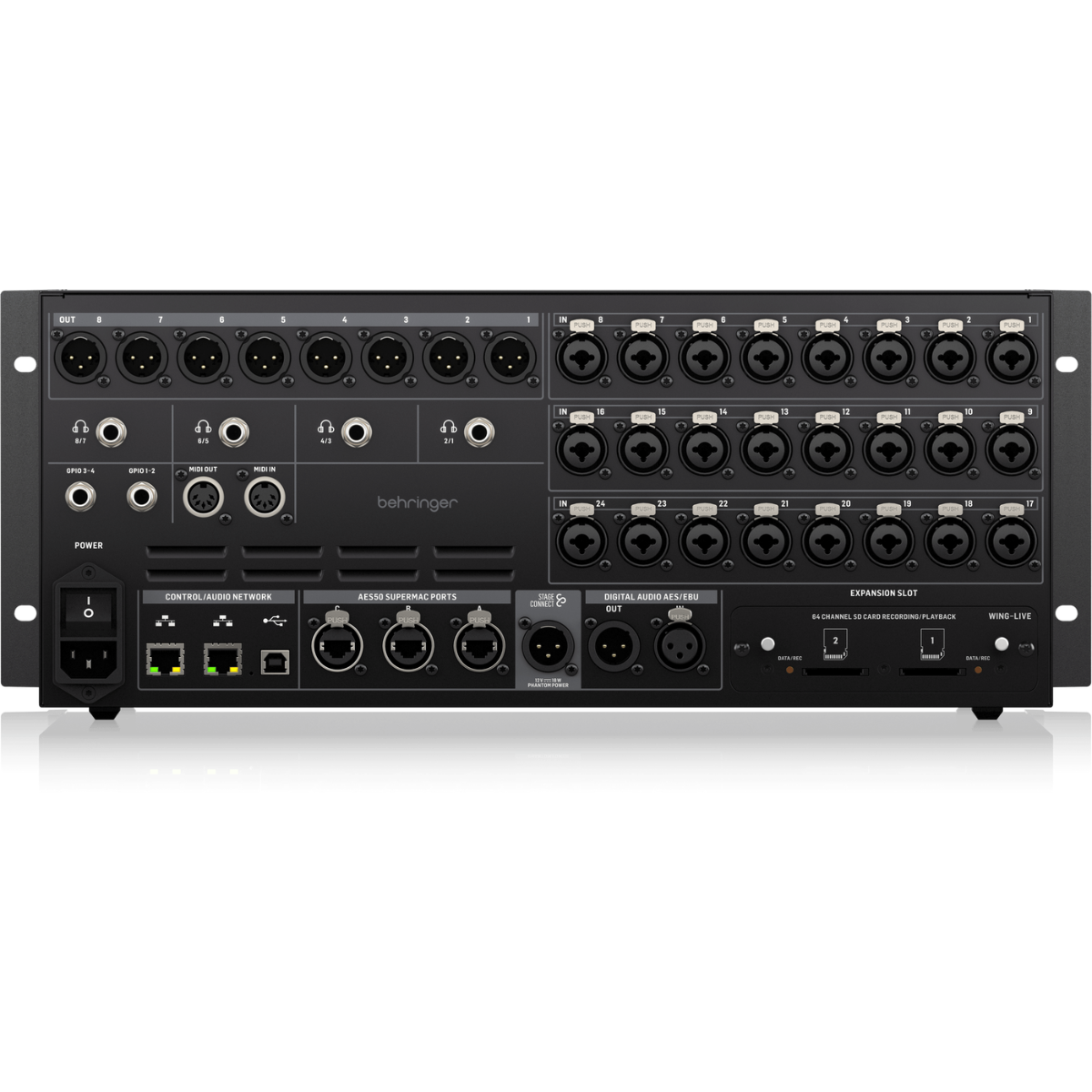 Behringer WING RACK | 48 Channel Digital Mixer Engine | Rackmount with 24 Midas Preamps