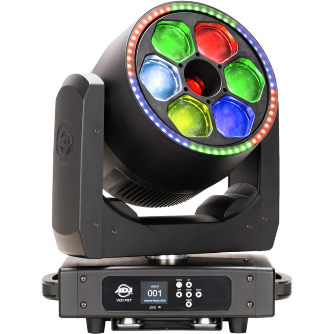 American DJ Vizi FX7 | 420W RGBL Moving Head - Beam, Wash, Kaleidoscope & LED Ring | Zoom 8°–38°, Pixel Control