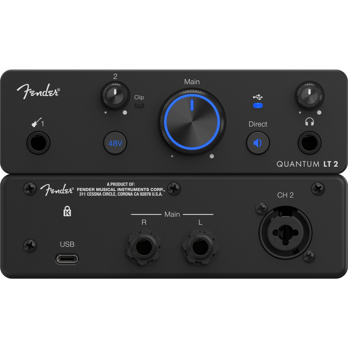 Fender Quantum LT 2 | 2x2 USB-C Interface | 75dB MAX-HD Preamp with Loopback