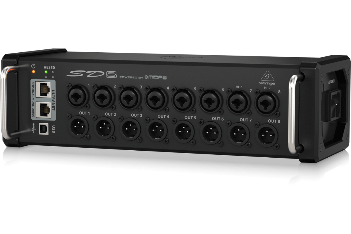 Behringer SD8 | 8 Midas Preamps - AES50 Stage Box | ULTRANET Hub with 8 Outputs