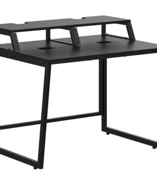 Wavebone Star Rover Studio Desk Black | Two-Tier Studio Workstation | 6U Rack Space for 49 to 61 Key Keyboards