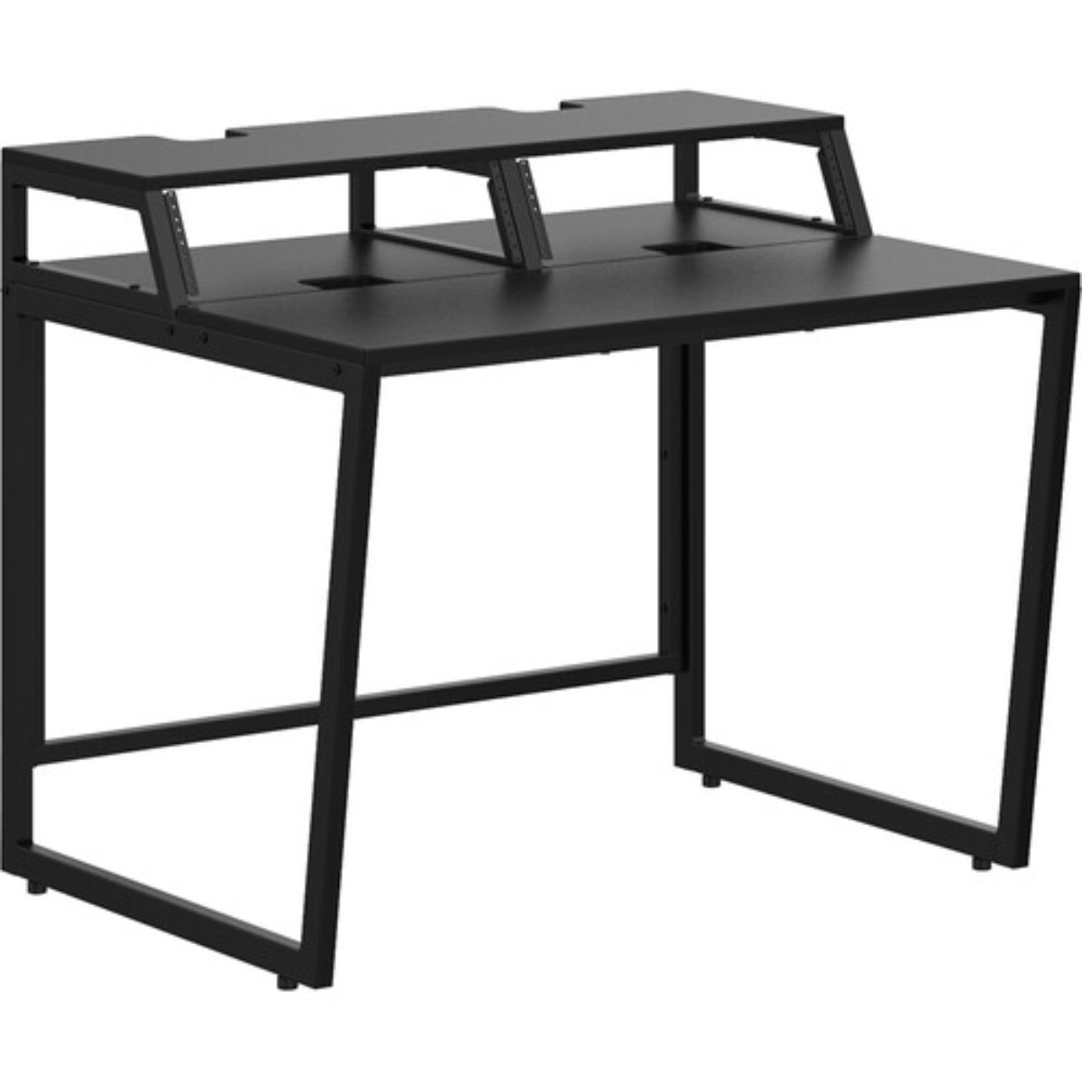 Wavebone Star Rover Studio Desk Black | Two-Tier Studio Workstation | 6U Rack Space for 49 to 61 Key Keyboards