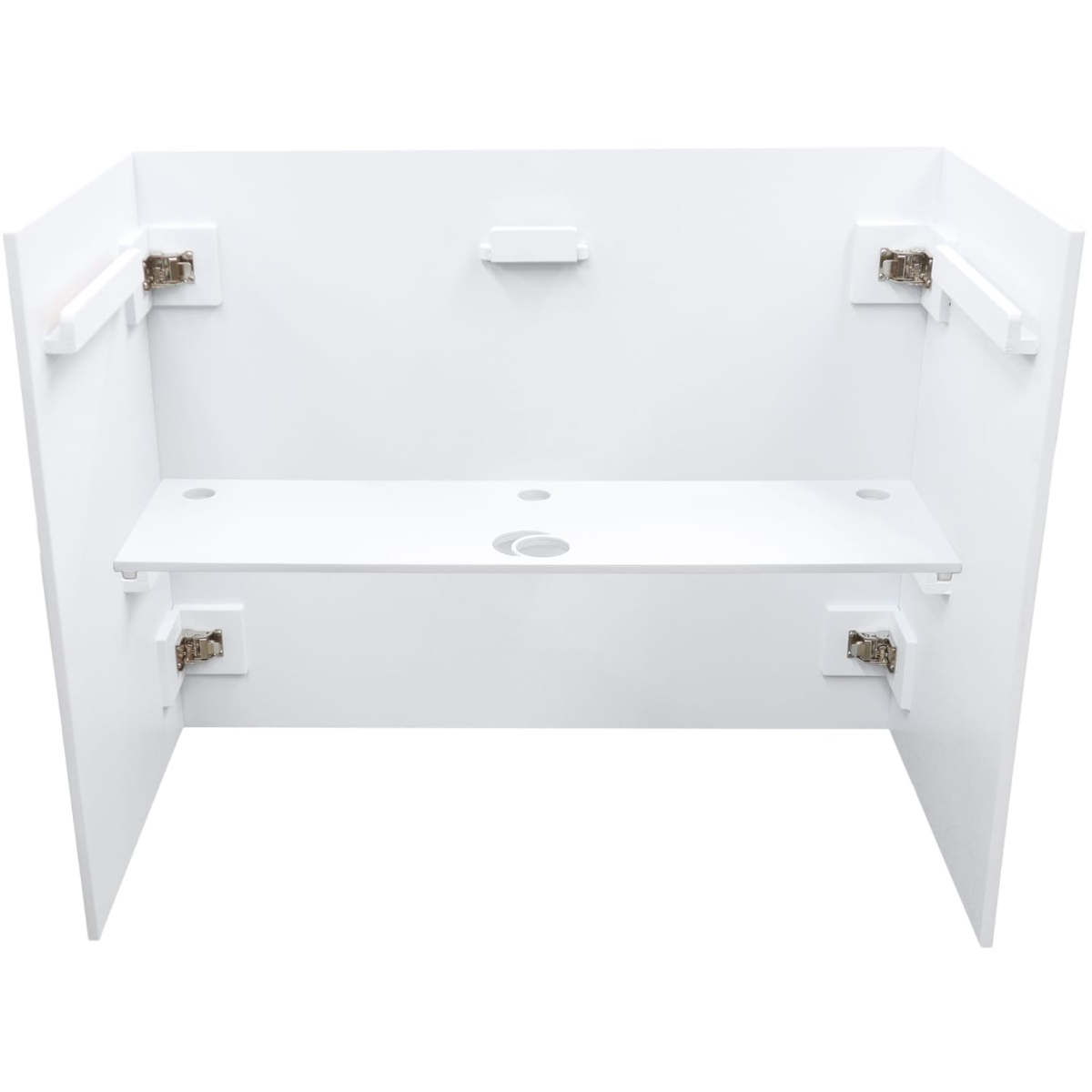 Odyssey PDJBOOTH483824WHITE | Folding DJ Booth Facade | 48in Portable Workstation with Shelves